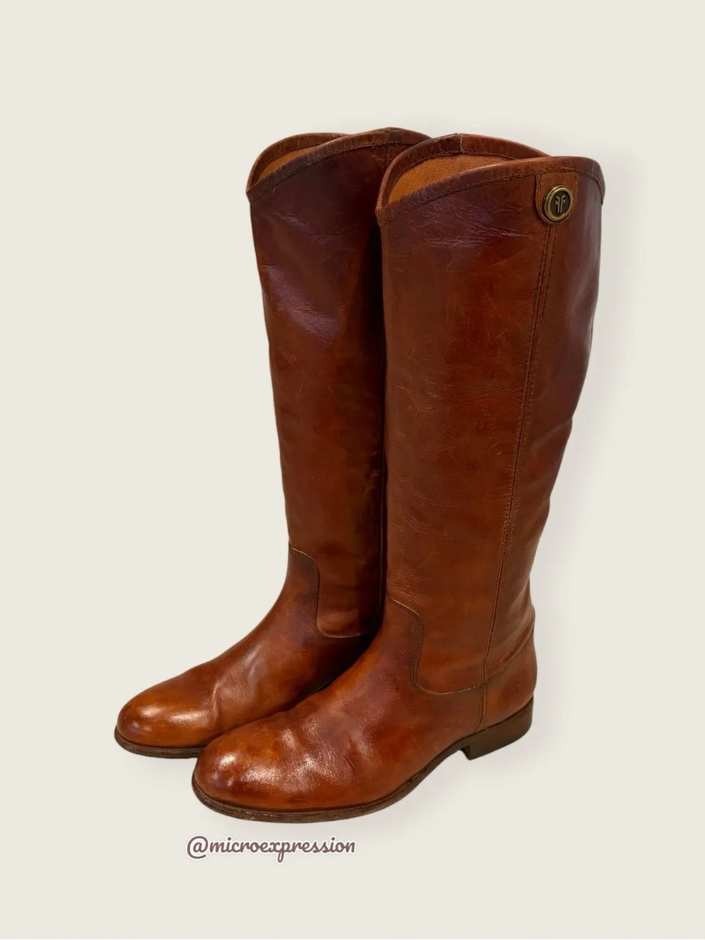 $399 Frye Melissa Button 2 Cognac Leather Equestrian Riding Knee High Tall Boots